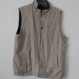 Men's Izod Fleece Lined Insulated Full Zip Size Medium Tan Outerwear Vest